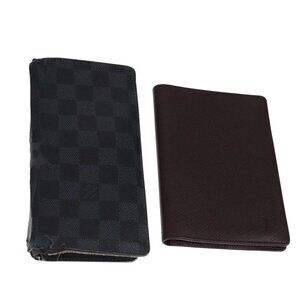 LOUIS VUITTON Damier Graphite Taiga Card Case Wallet 2 Set LV Auth ar13188
